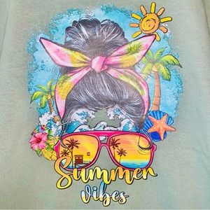 Summer Beachy Shirt, Beach Life Shirt, Retro Tropical   Preppy Tee Shirt L